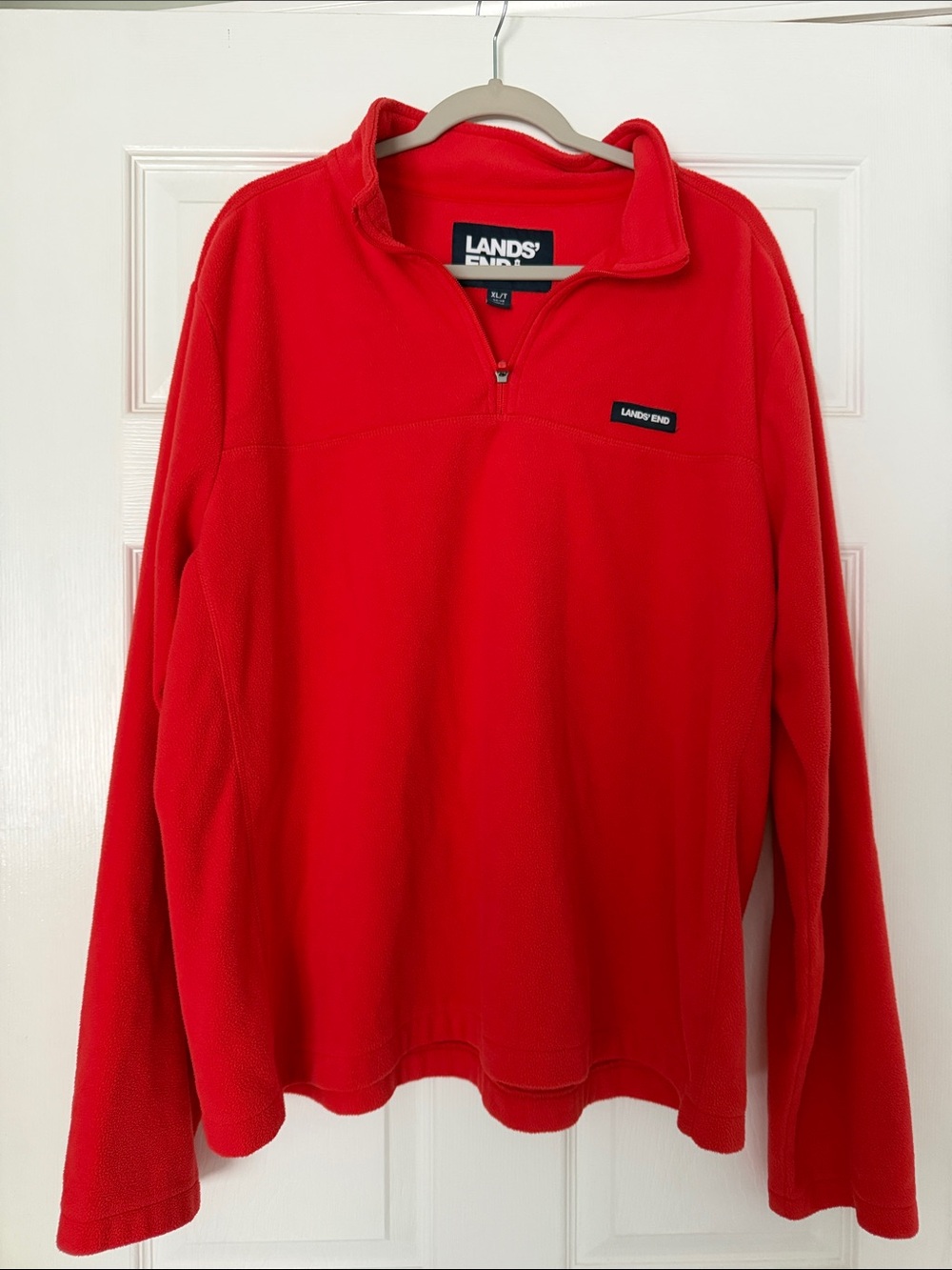 Lands' End Men's Red/Orange Half-Zip Fleece Pullover